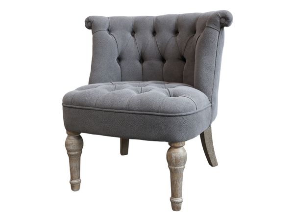 Hovedbilde Fransk lenestol i linstoff fra Chic Antique i fargen grå