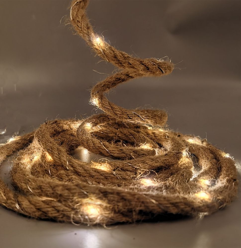 Dekortau med ledlys jute 3 m