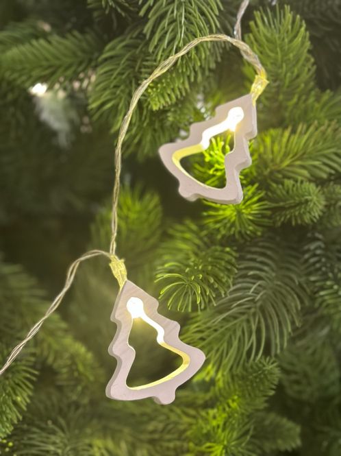 Hovedbilde Lyslenke hvite juletre 10 lys led batteri
