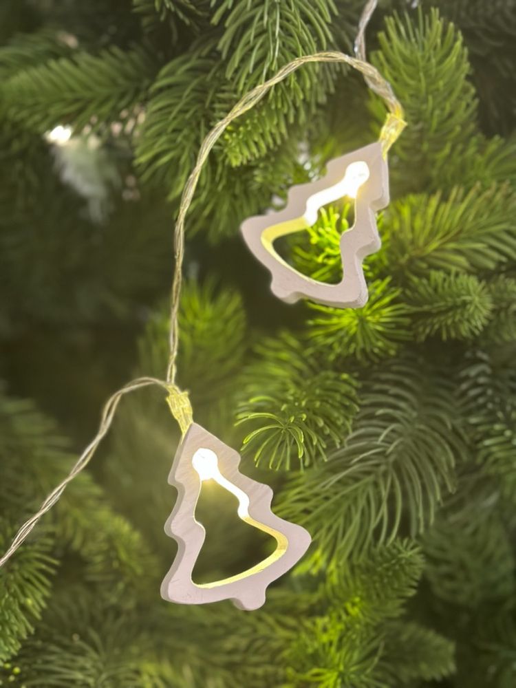 Lyslenke hvite juletre 10 lys led batteri