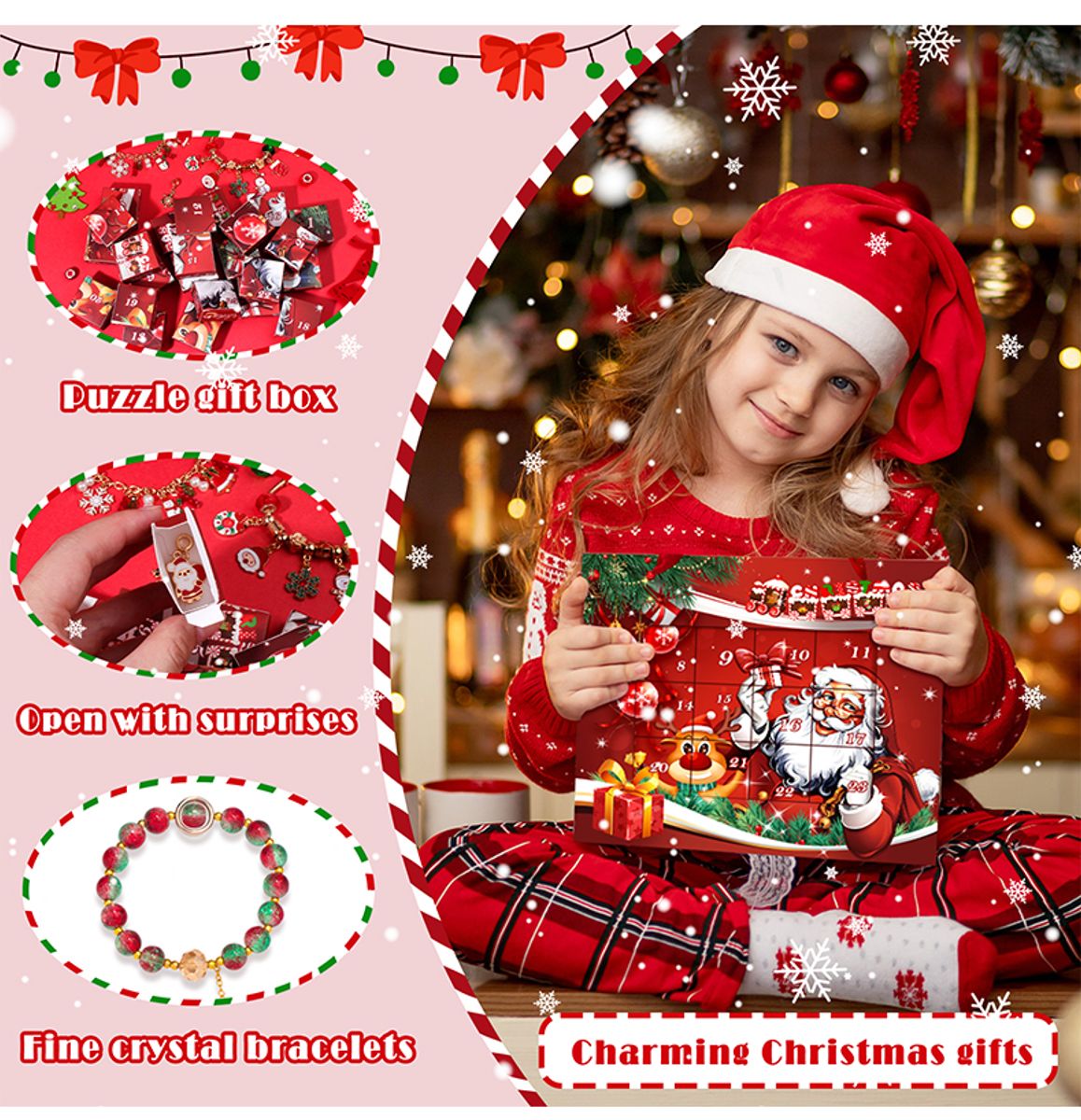 Julekalender lag armbånd med charms