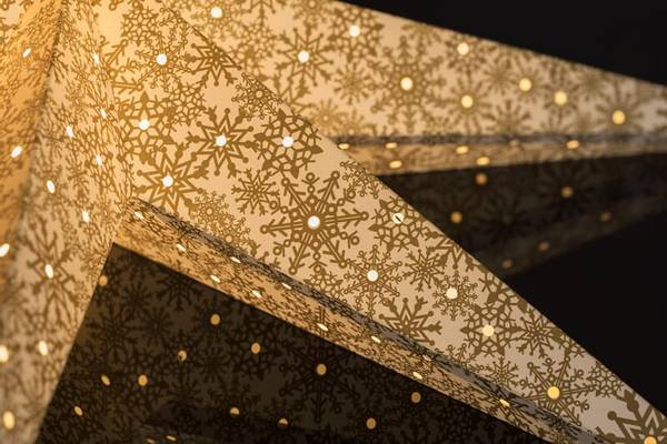 Hovedbilde Vindusstjerne gull/hvit med ledlys i papp - 60 cm