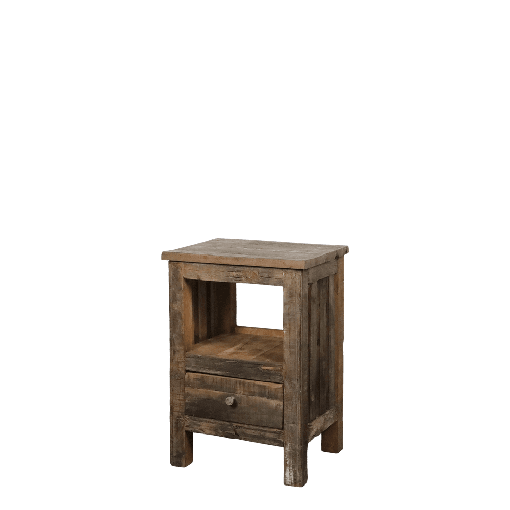 Grimaud Nattbord & Sidebord m. Skuff i Gjenbrukstre – Chic Antique