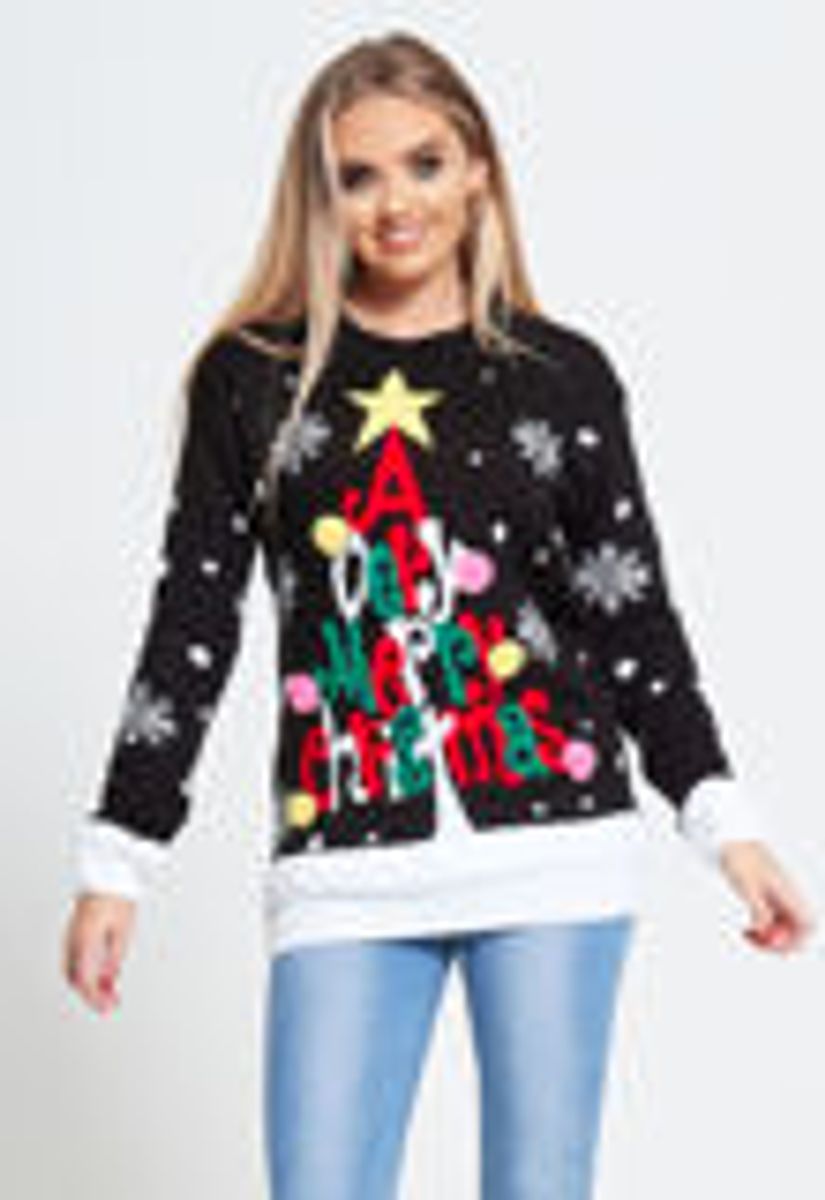 Sort Merry Christmas  julegenser til dame