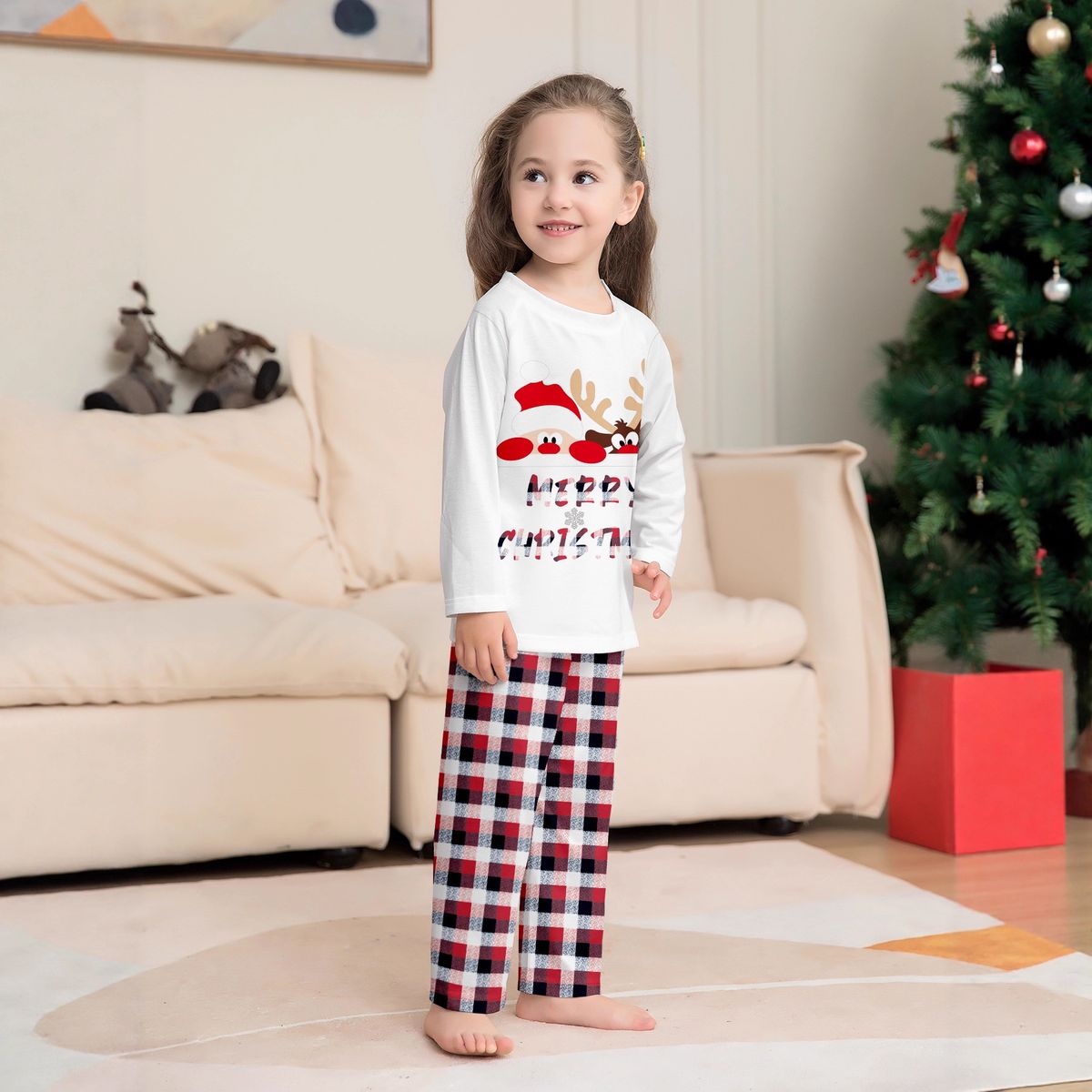 Julepyjamas Merry Christmas til barn- Match hele familien