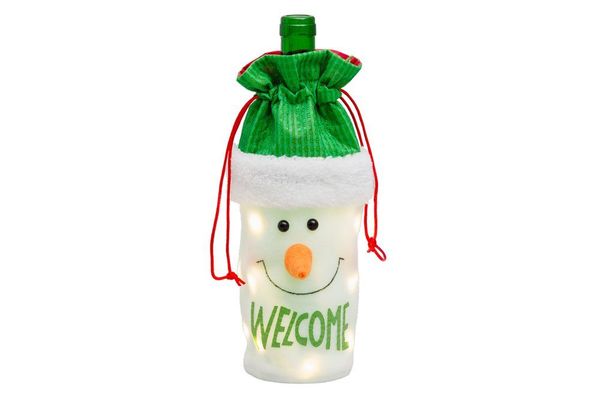 Hovedbilde Gavepose med ledys for vinflaske - assortert