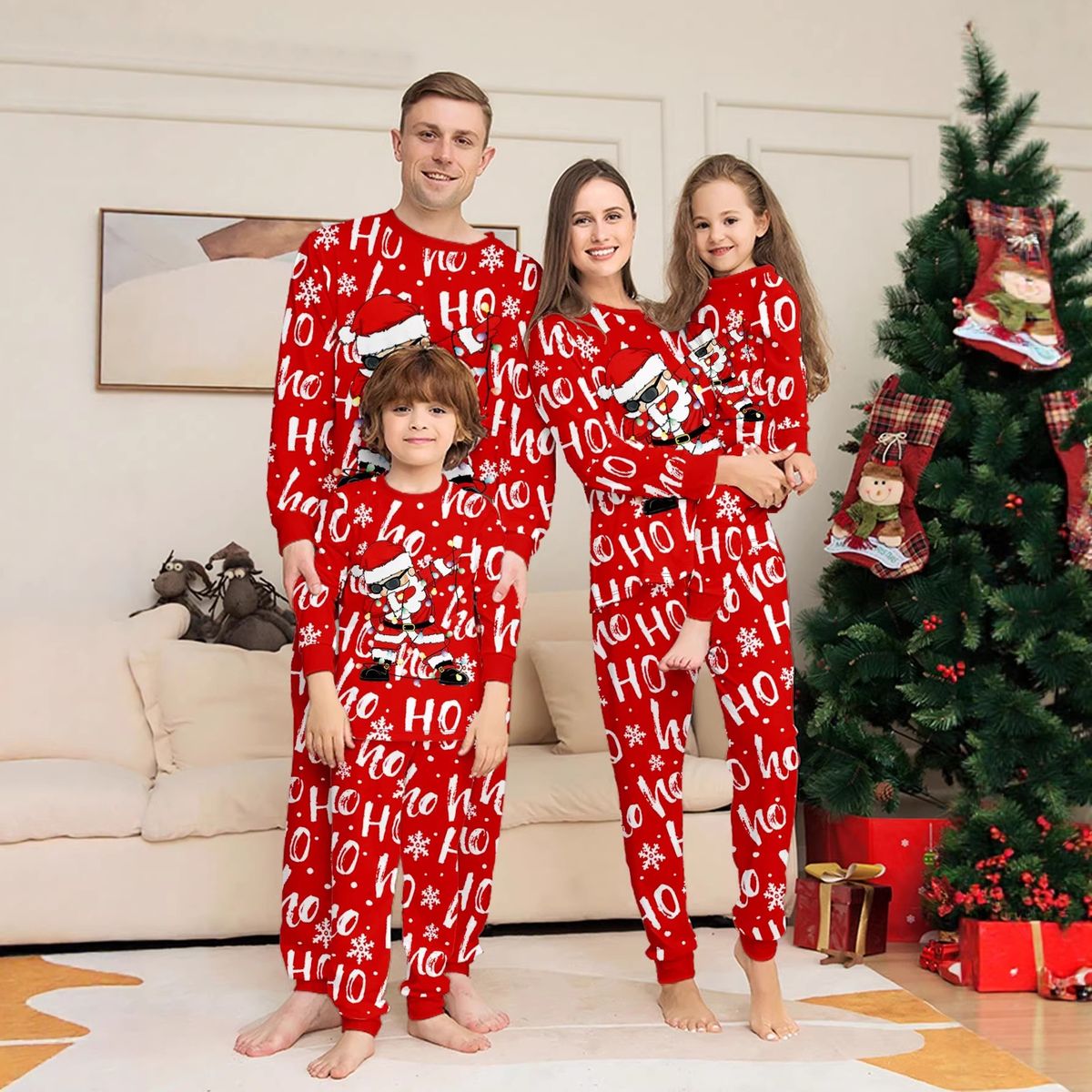 Julepyjamas Rocking Santa til dame - Match hele familien