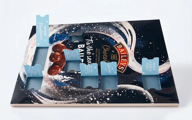 Hovedbilde Baileys sjokoladejulekalender 90 g og sitat hver dag