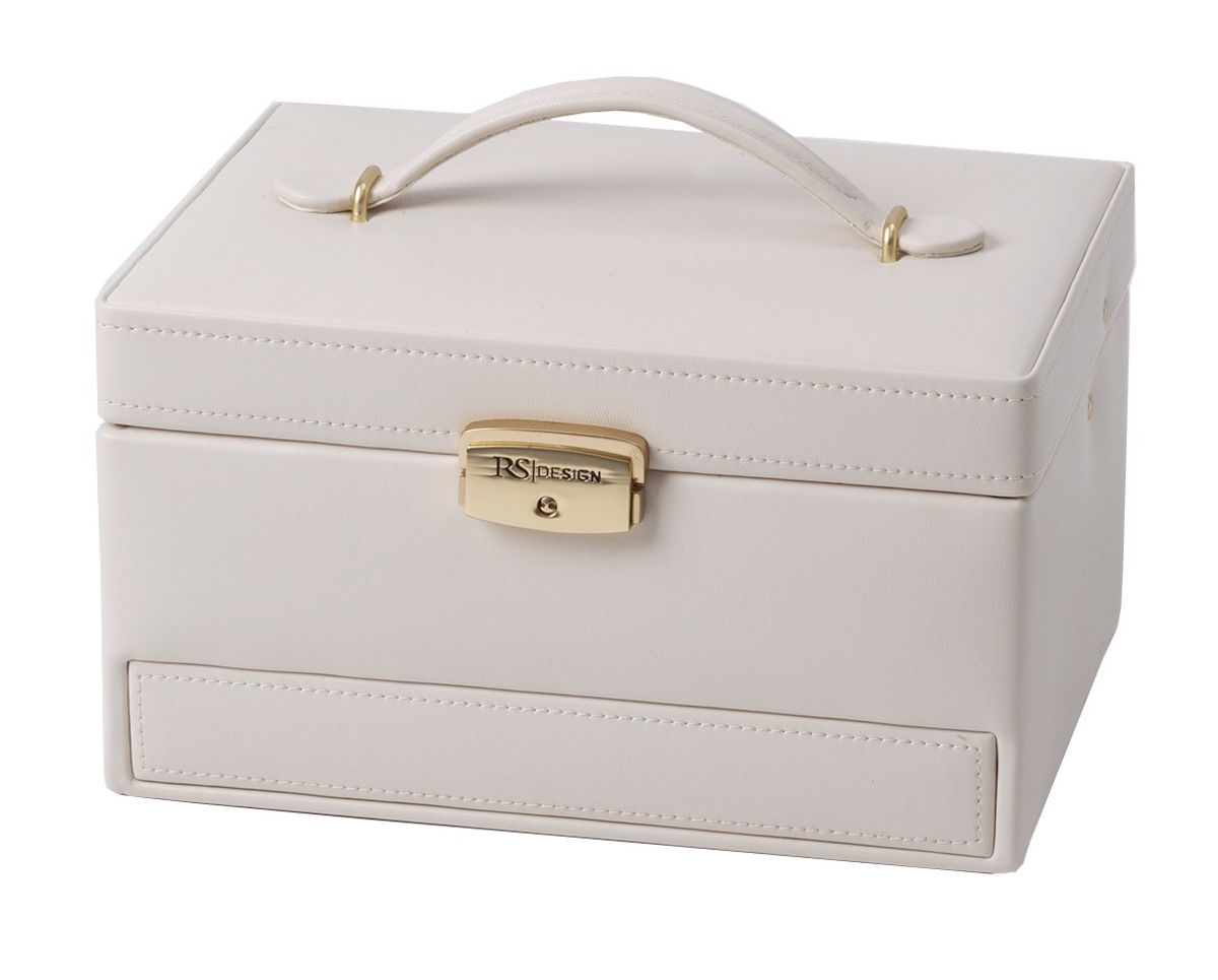 Ekslusivt Smykkeskrin i kittfarget imitert skinn