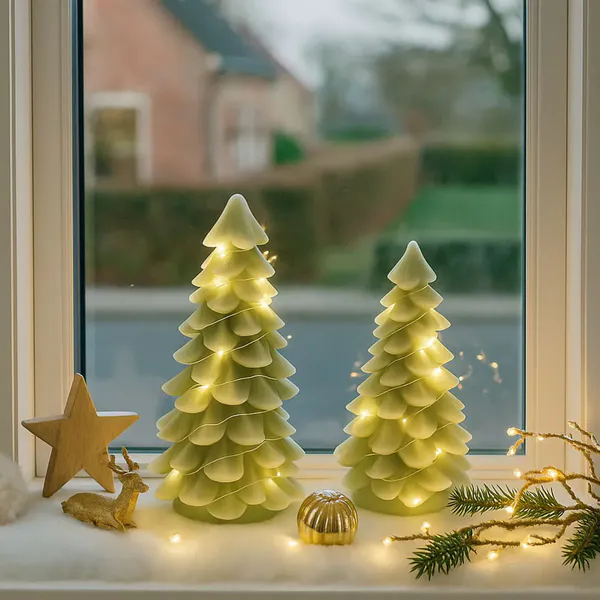 Hovedbilde 2 pk med led juletrær med lyskjede