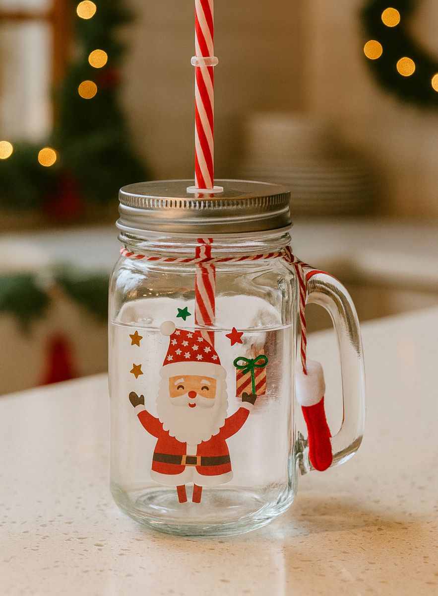 Morsomme drikkeglass med julemotv - 450 ml. Assortert