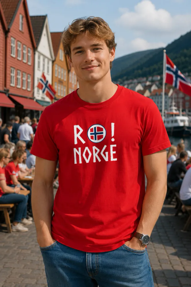 RO! Norge t-shirt i rød - Norsk supporter T-skjorte