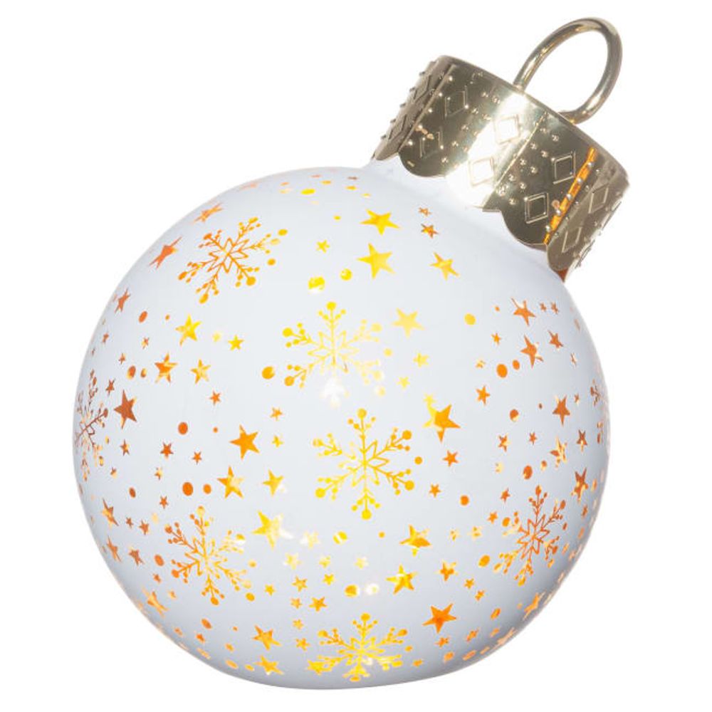 Julekule stående med LED lys 12 cm - Hvit