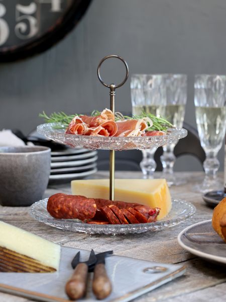 Hovedbilde Etasjefat med 2 glassfat fra Chic Antique - 24 cm høyt