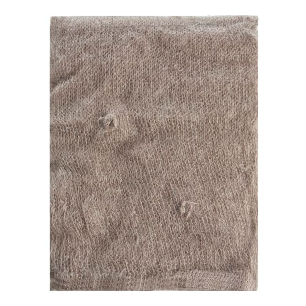 Pledd i mohair i lekker kakifarge
