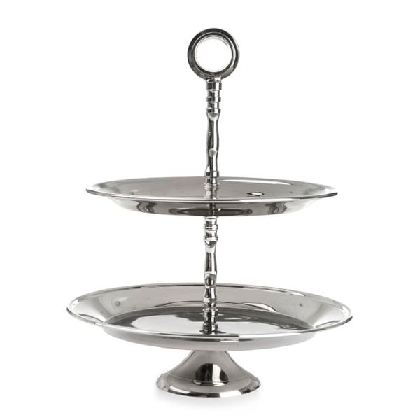 Hovedbilde Etasjefat sølvfarget 2 etasjer - 23 cm høyt