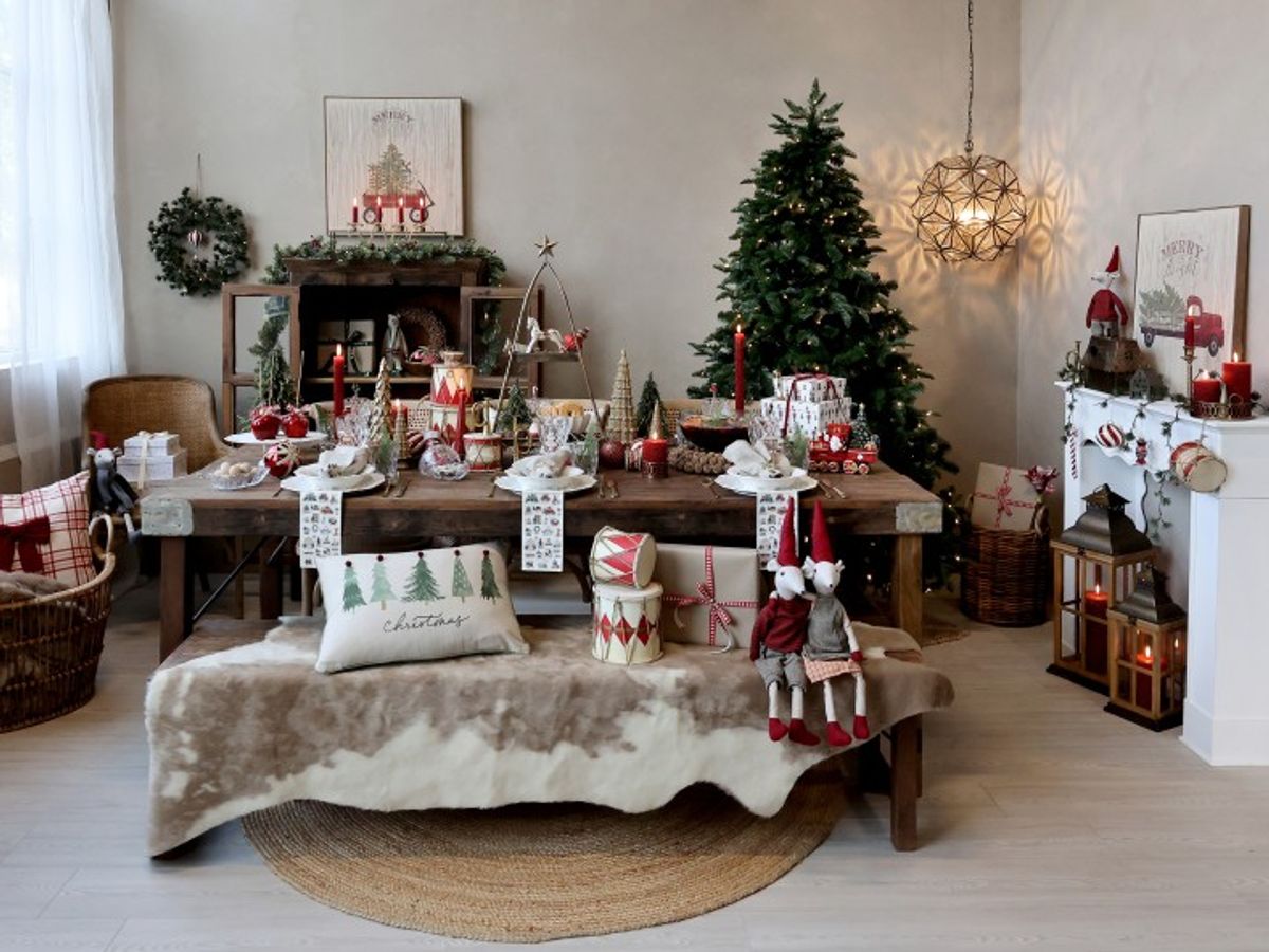 Stort bilde med julemotiv og ledlys fra Chic Antique