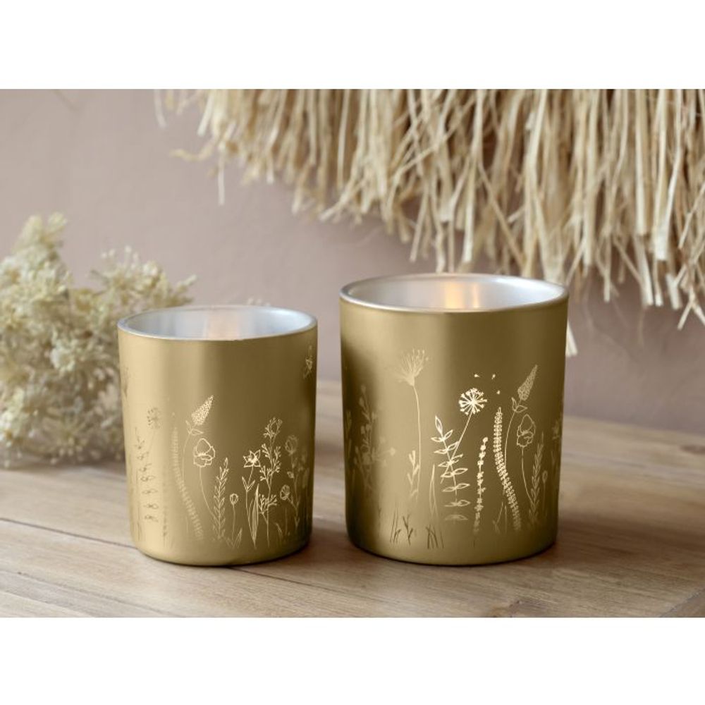 2 stk telysholder med blomstermotiv fra Chic Antique