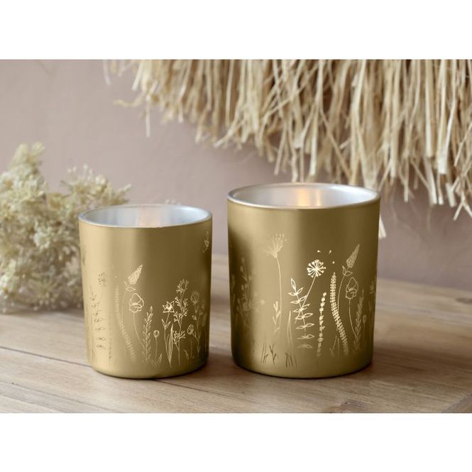 Hovedbilde 2 stk telysholder med blomstermotiv fra Chic Antique