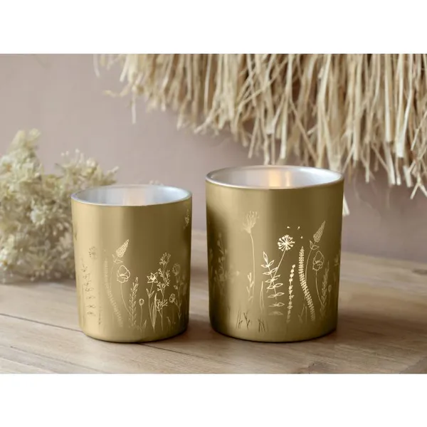 Hovedbilde 2 stk telysholder med blomstermotiv fra Chic Antique