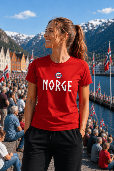 Hovedbilde Norge t-shirt i rød viking - Perfekt til fotball-VM