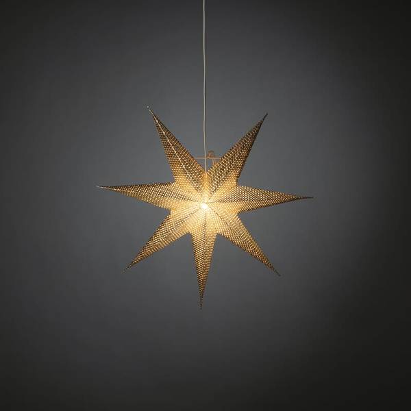 Hovedbilde Vinudsstjerne messingfarget papp med ledlys - 60 cm