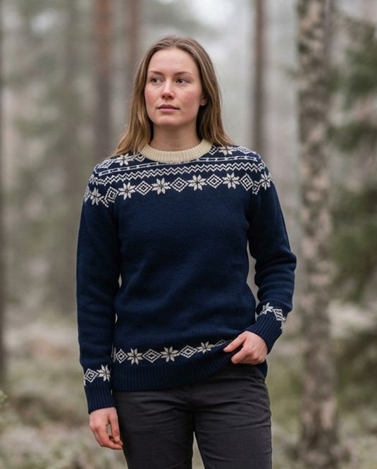 Hovedbilde Voss unisex ullgenser i marine/offwhite