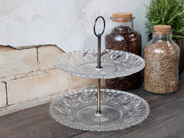 Hovedbilde Etasjefat med 2 glassfat fra Chic Antique - 24 cm høyt