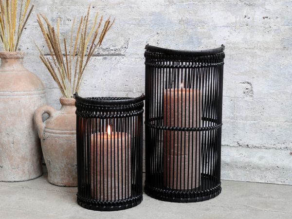 Hovedbilde Sort 36 cm høy bambus lykt fra Chic Antique