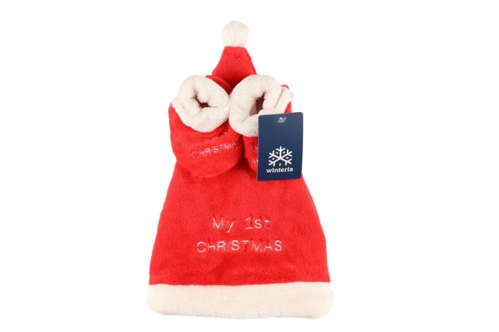 Søtt sett Min første jul med lue og tøfler