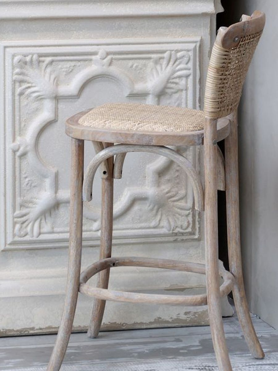 Fransk barkrakk med flettet sete og rygg fra Chic Antique
