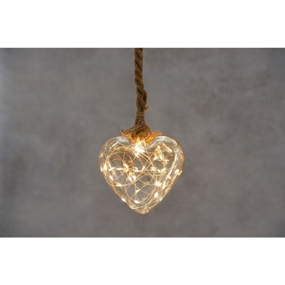 Hjertelys LED med hamptau