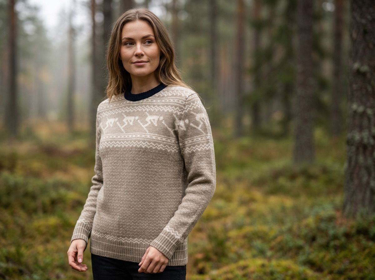 Geilo Unisex ullgenser i beige/offwhite/marine