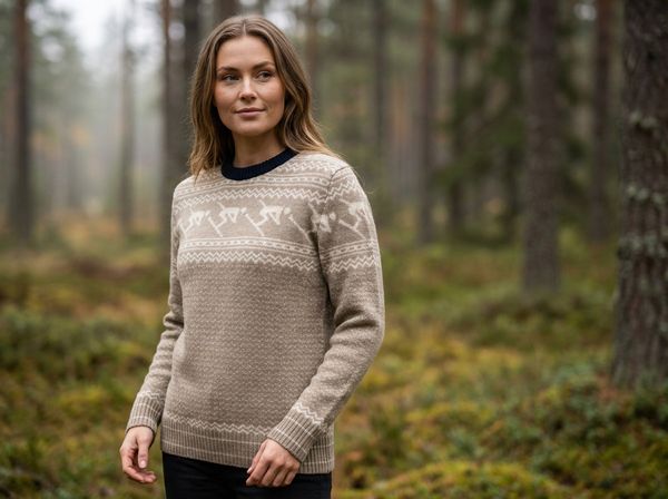 Hovedbilde Geilo Unisex ullgenser i beige/offwhite/marine