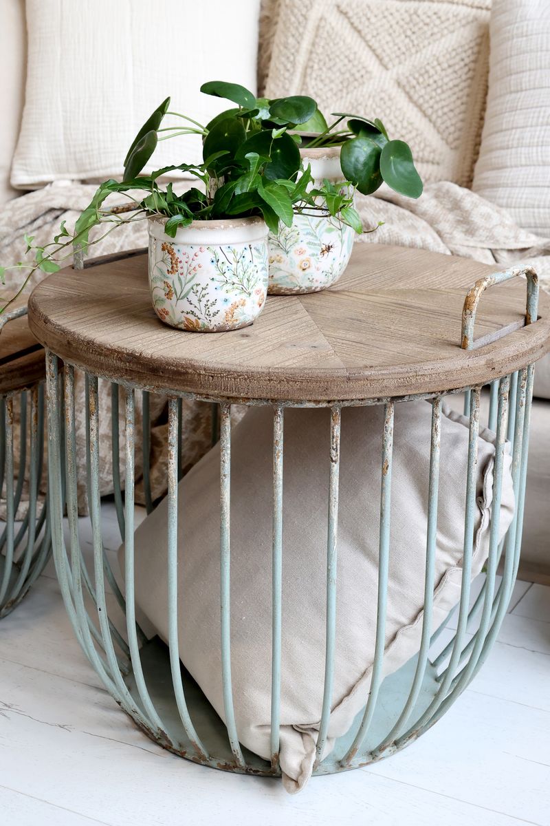 Sofabord i opal med trelokk - Sett med 2 bord - Chic Antique