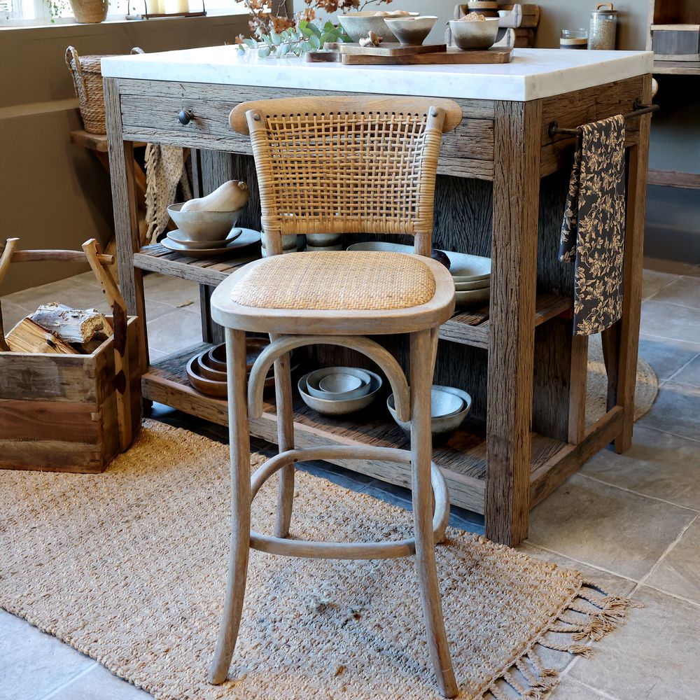 Fransk barkrakk med flettet sete og rygg fra Chic Antique
