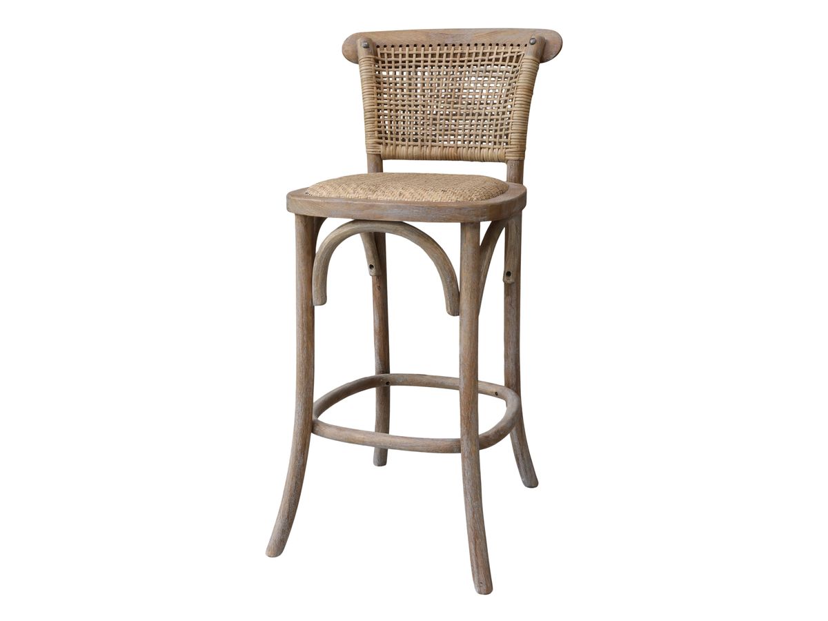 Fransk barkrakk med flettet sete og rygg fra Chic Antique