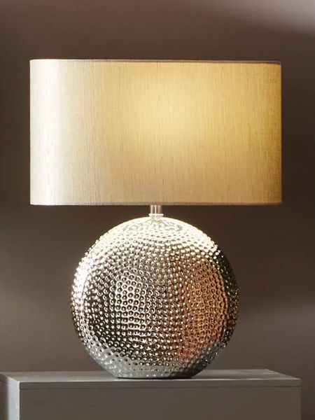 Hovedbilde Bordlampe med skjerm Marbel i nikkelfarge