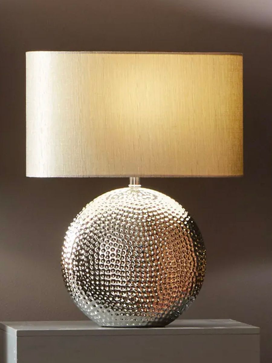 Bordlampe med skjerm Marbel i nikkelfarge